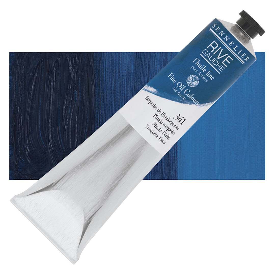 Open in modal - Sennelier Rive Gauche Artists Oil Color - Turquoise, 200 ml tube and swatch