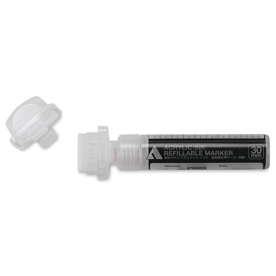 Open in modal - Holbein Refillable Markers - 30 mm Marker shown horizontally and uncapped 