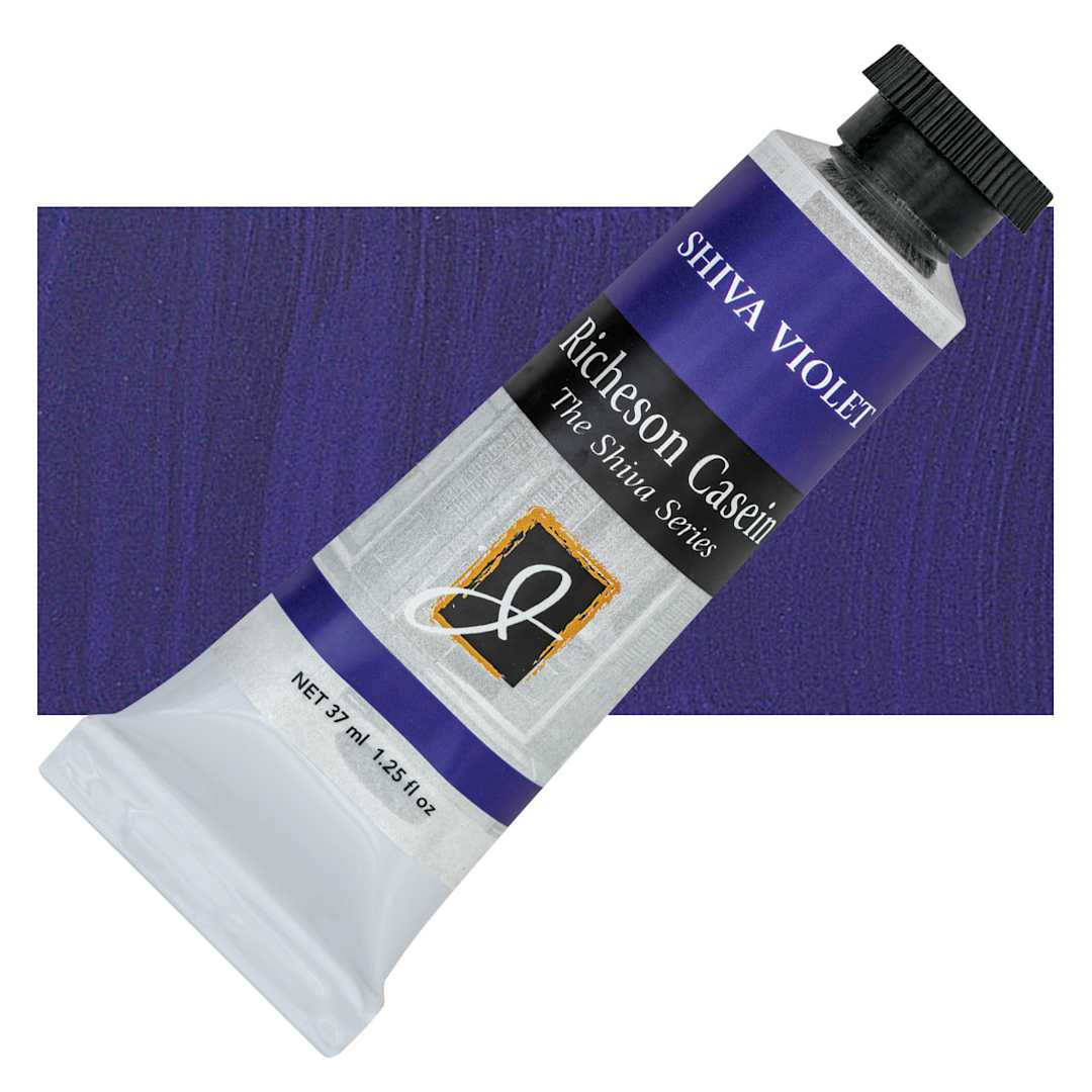 Open in modal - Richeson Casein Paint the Shiva Series - Shiva Violet, 37 ml tube and swatch