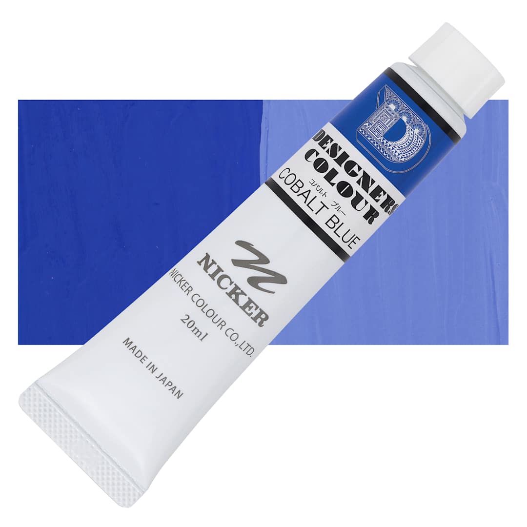 Open in modal - Nicker Designers Color Gouache - Cobalt Blue, 20 ml tube and swatch