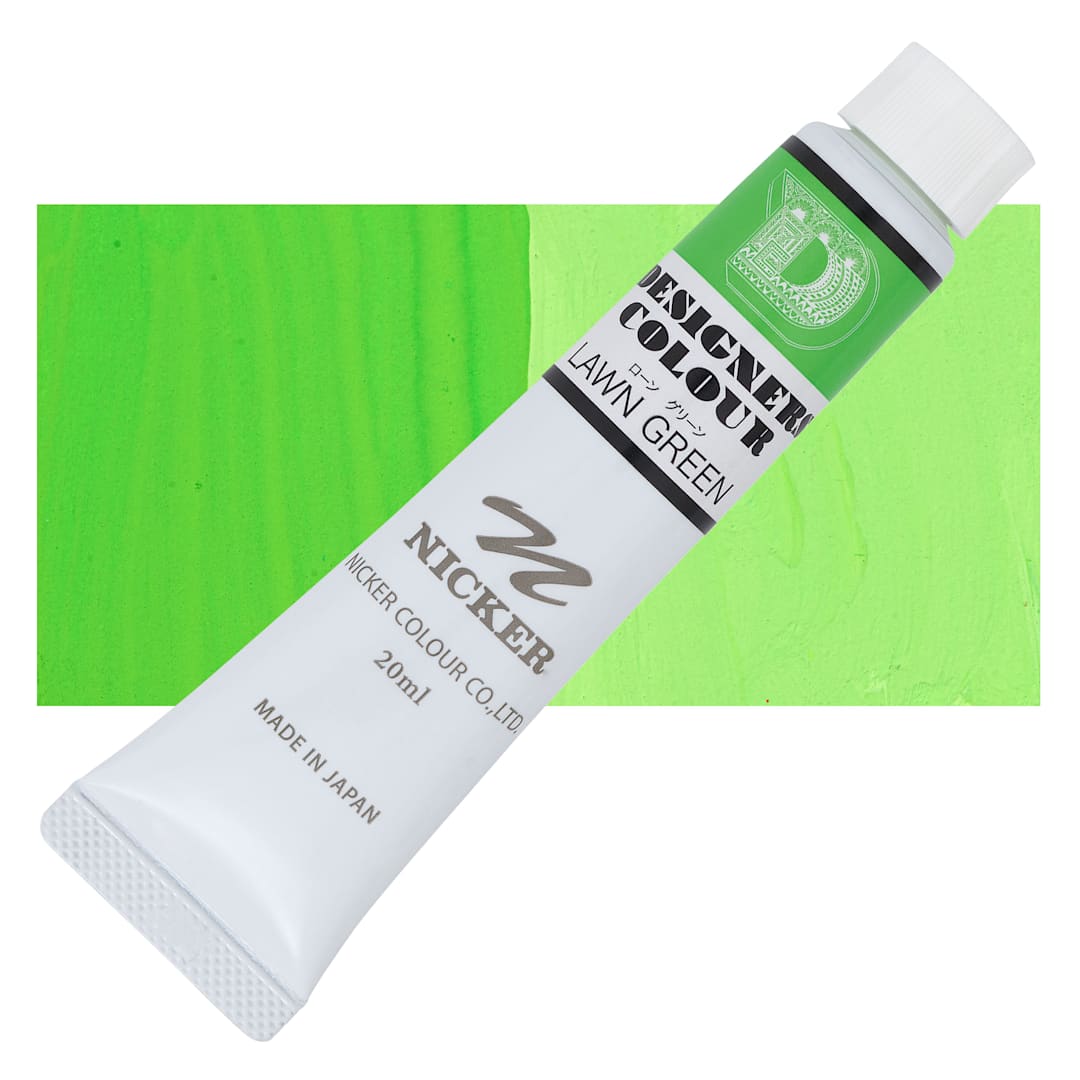 Open in modal - Nicker Designers Color Gouache - Lawn Green, 20 ml tube and swatch