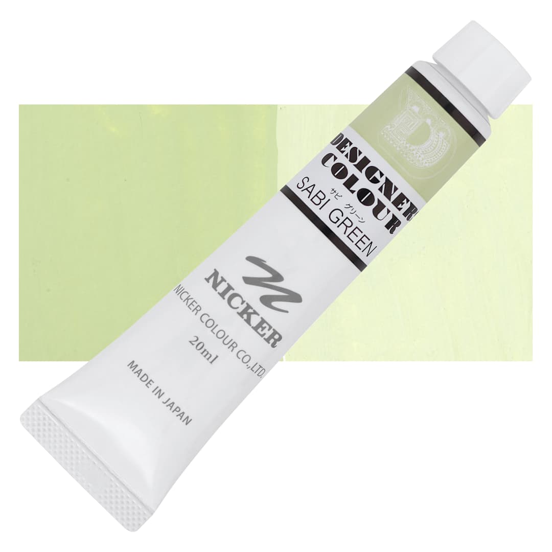 Open in modal - Nicker Designers Color Gouache - Sabi Green, 20 ml tube and swatch