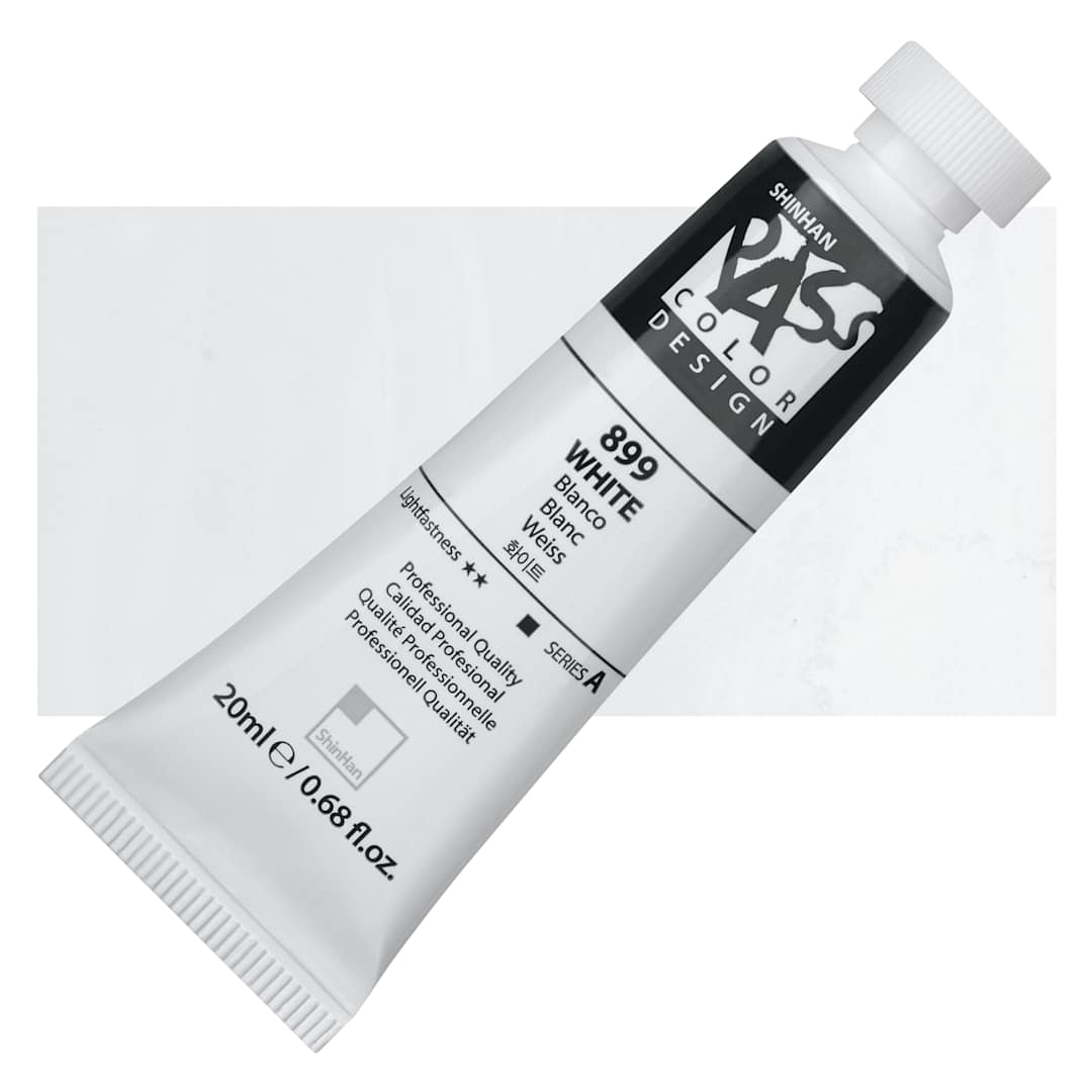 Open in modal - ShinHan Pass Colors Opaque Watercolor Tube - White, 20 ml tube and swatch