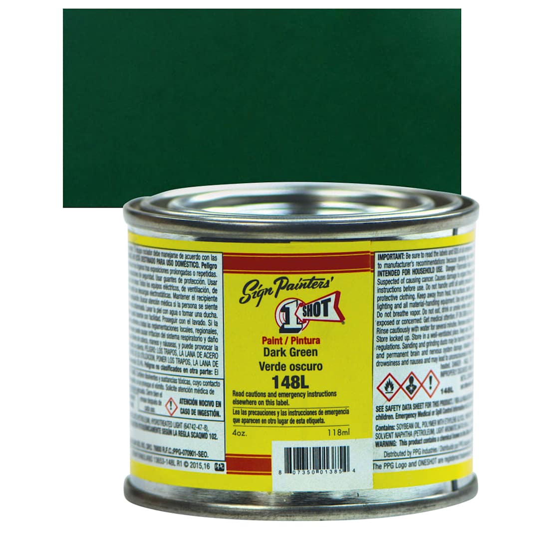 Open in modal - 1-Shot Lettering Enamel - Dark Green, 4 oz can and swatch
