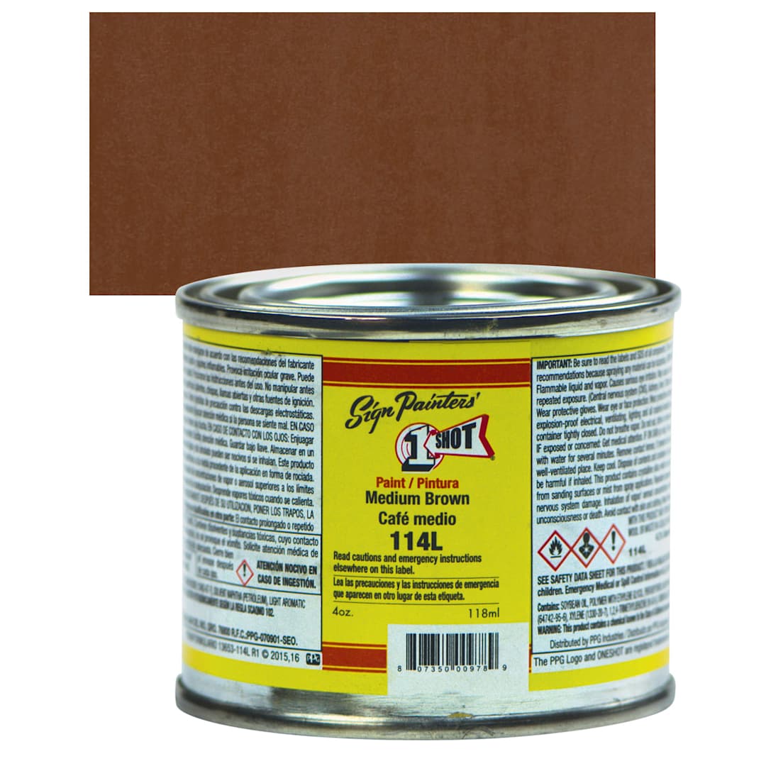 Open in modal - 1-Shot Lettering Enamel - Medium Brown, 4oz and swatch