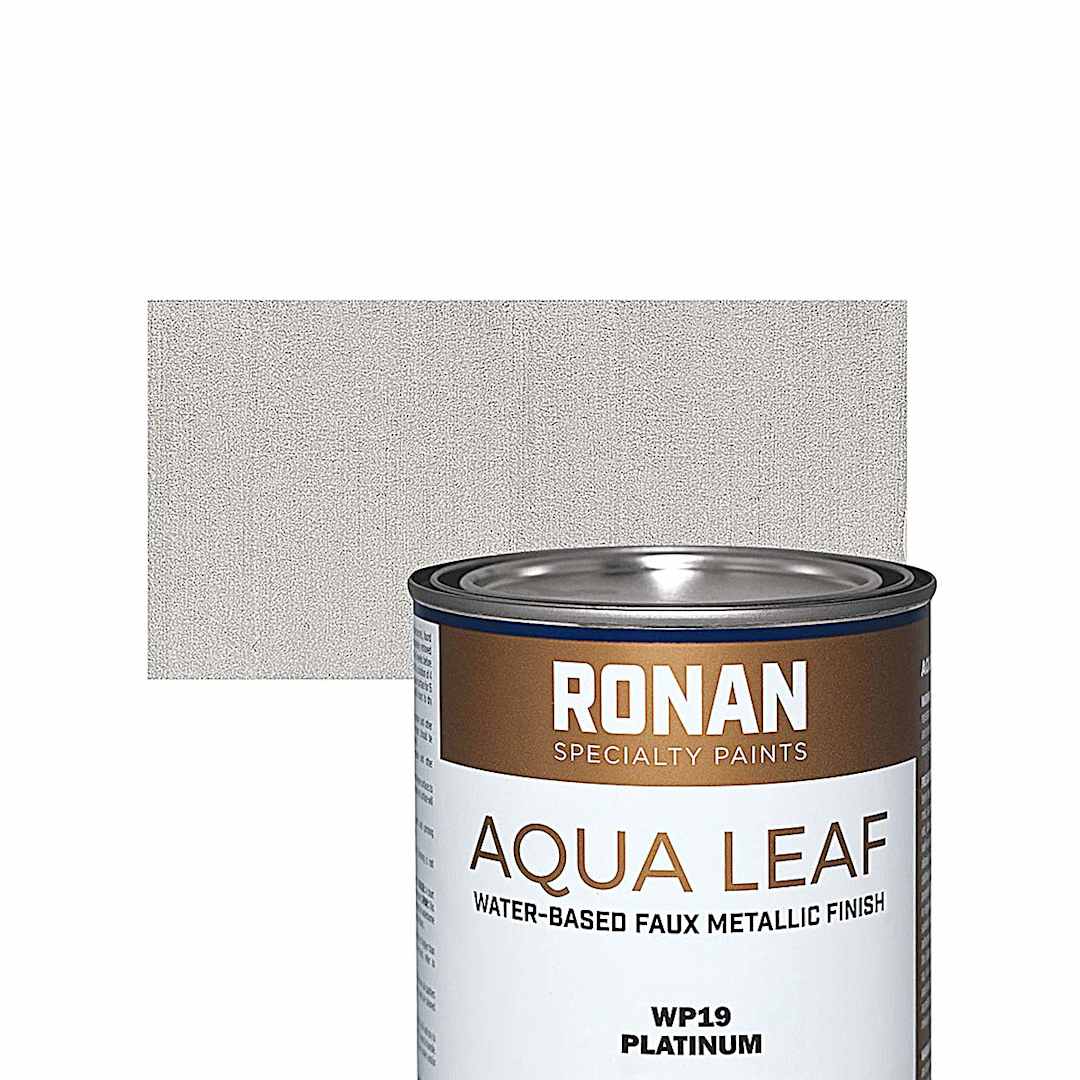 Open in modal - Ronan Aqua Leaf Water-Based Faux Metallic Color - Platinum, Quart and swatch