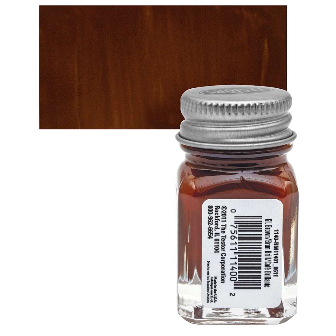Open in modal - Testors Enamel Paint - Brown, 1/4 oz bottle and swatch