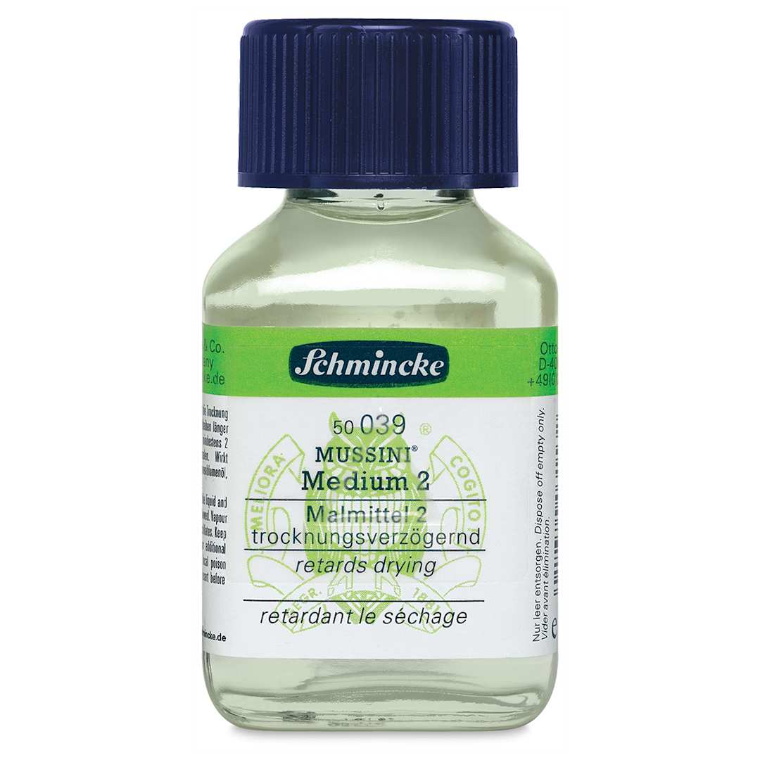 Open in modal - Schmincke Mussini Oil Mediums - Front view of 60 ml Medium 2 bottle