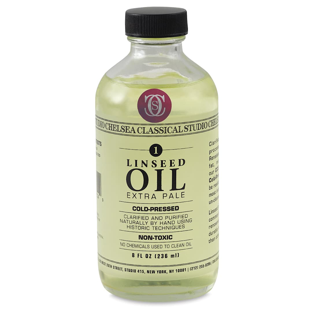 Open in modal - Chelsea Classical Studio Linseed Oil Medium - Front of 8 oz bottle