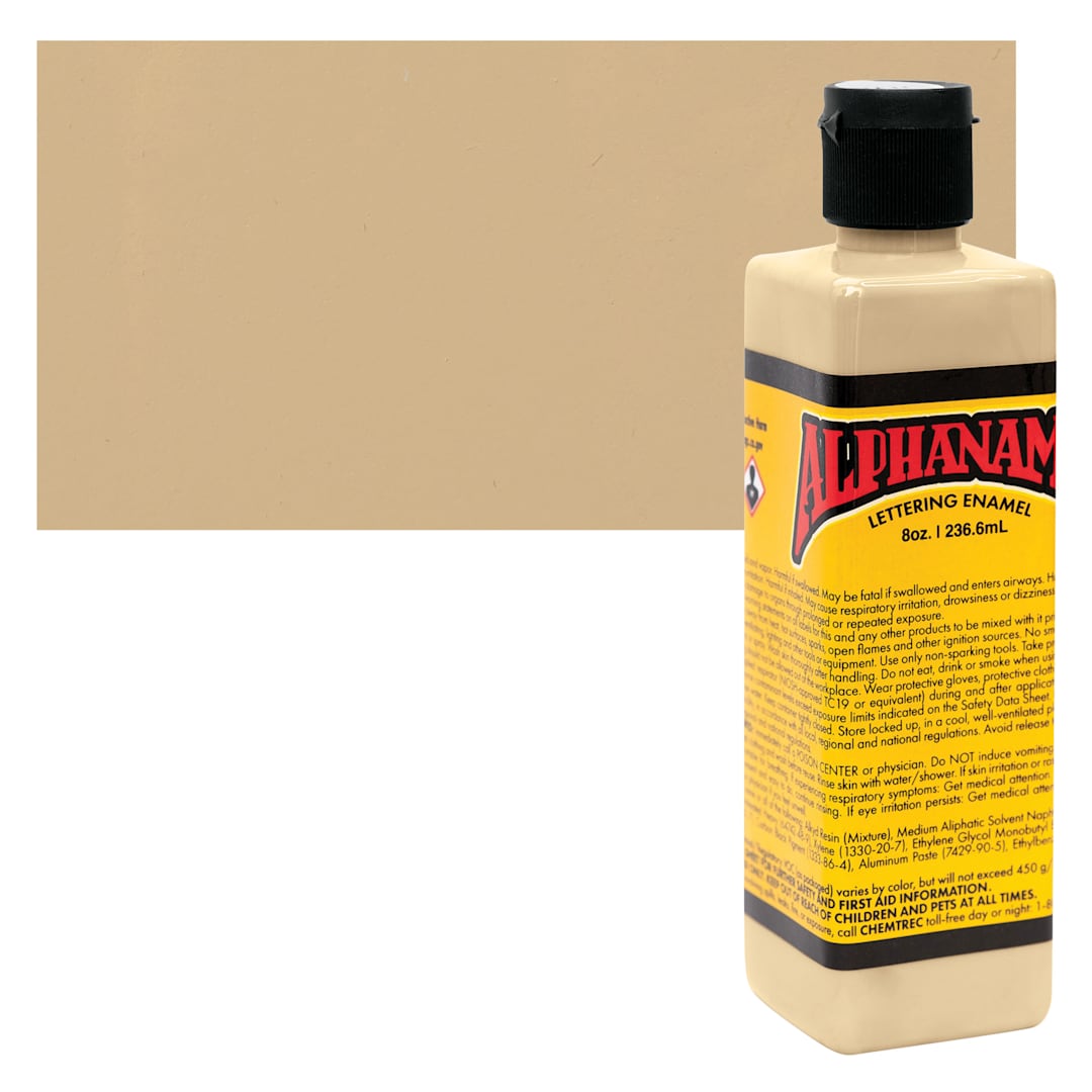 Open in modal - Alpha6 Alphanamel Lettering Enamel - Tan, 236.6 ml - Bottle and Swatch