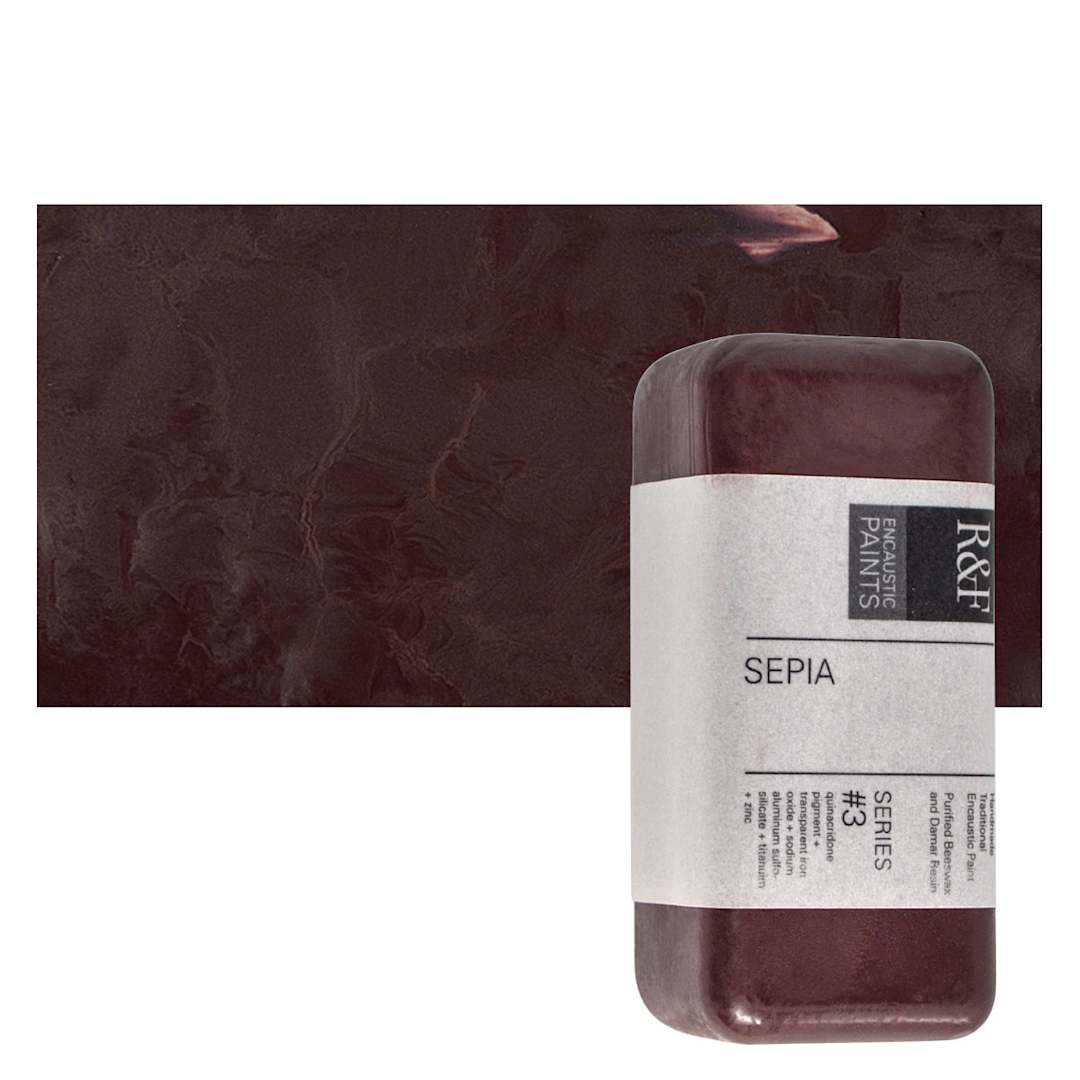 Open in modal - R&F Encaustic Paint Block - Sepia, 104 ml block and swatch