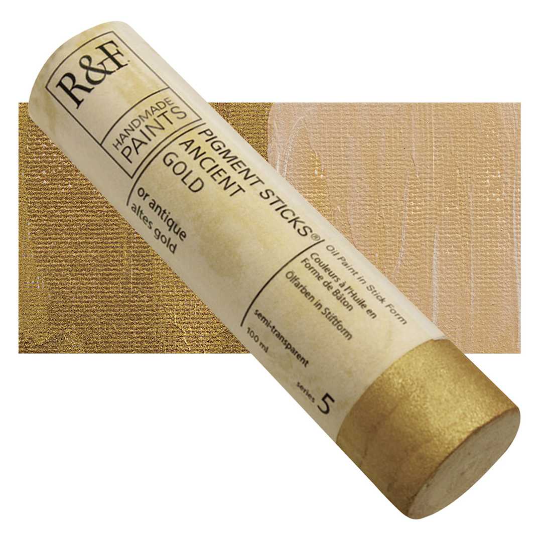 Open in modal - R&F Pigment Stick - Ancient Gold, 100 ml stick and swatch