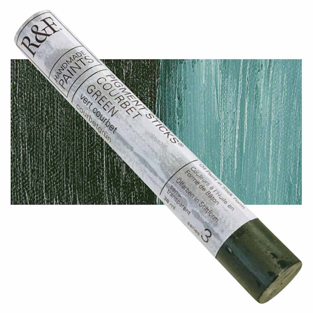 Open in modal - R&F Pigment Stick - Courbet Green, 38 ml stick and swatch