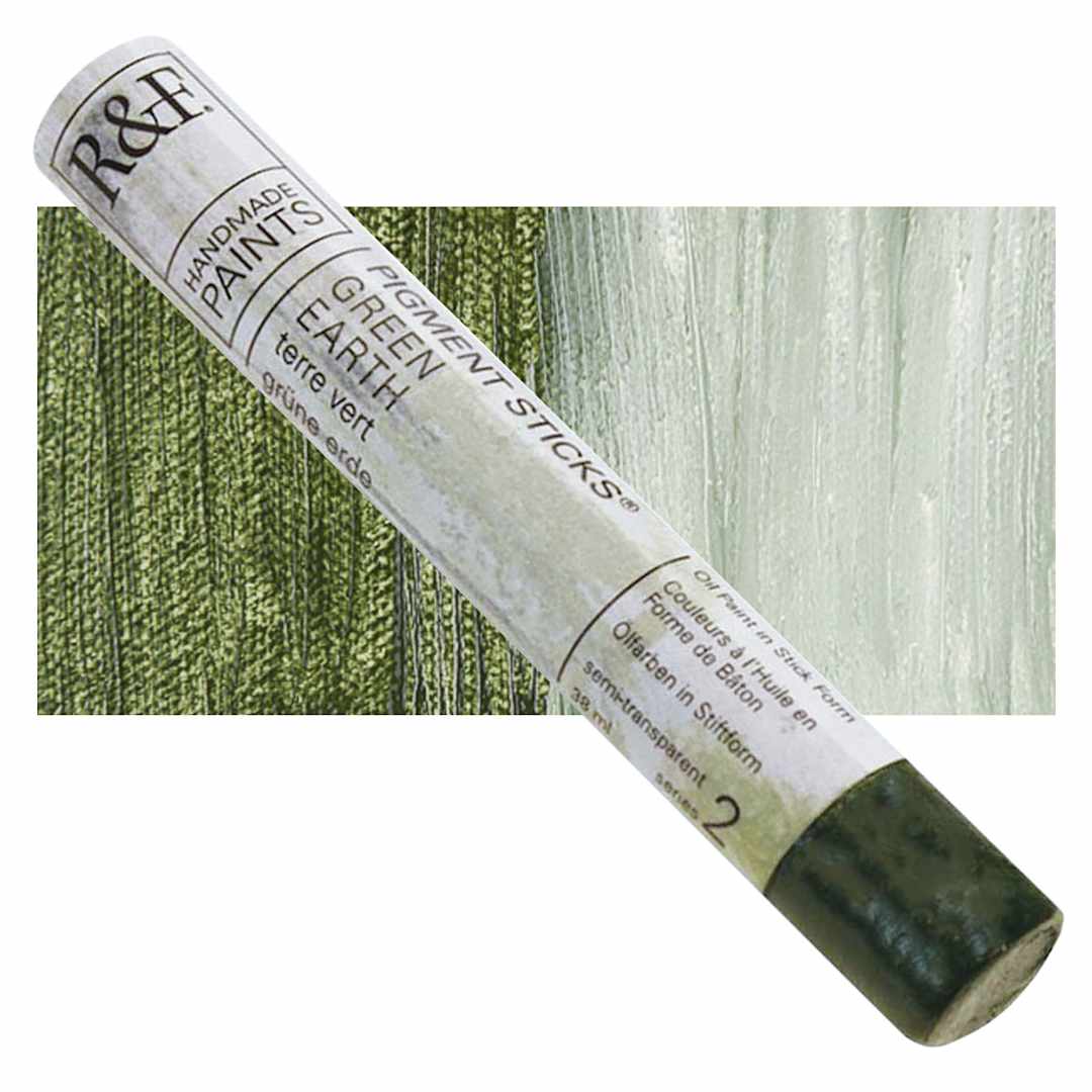 Open in modal - R&F Pigment Stick - Green Earth, 38 ml stick and swatch
