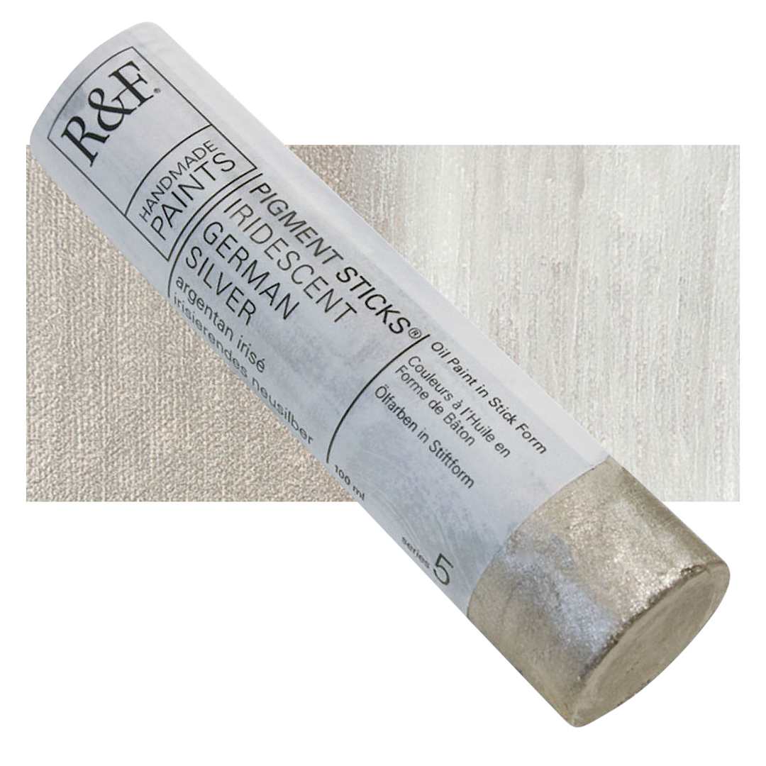 Open in modal - R&F Pigment Stick - Iridescent German Silver, 100 ml stick and swatch