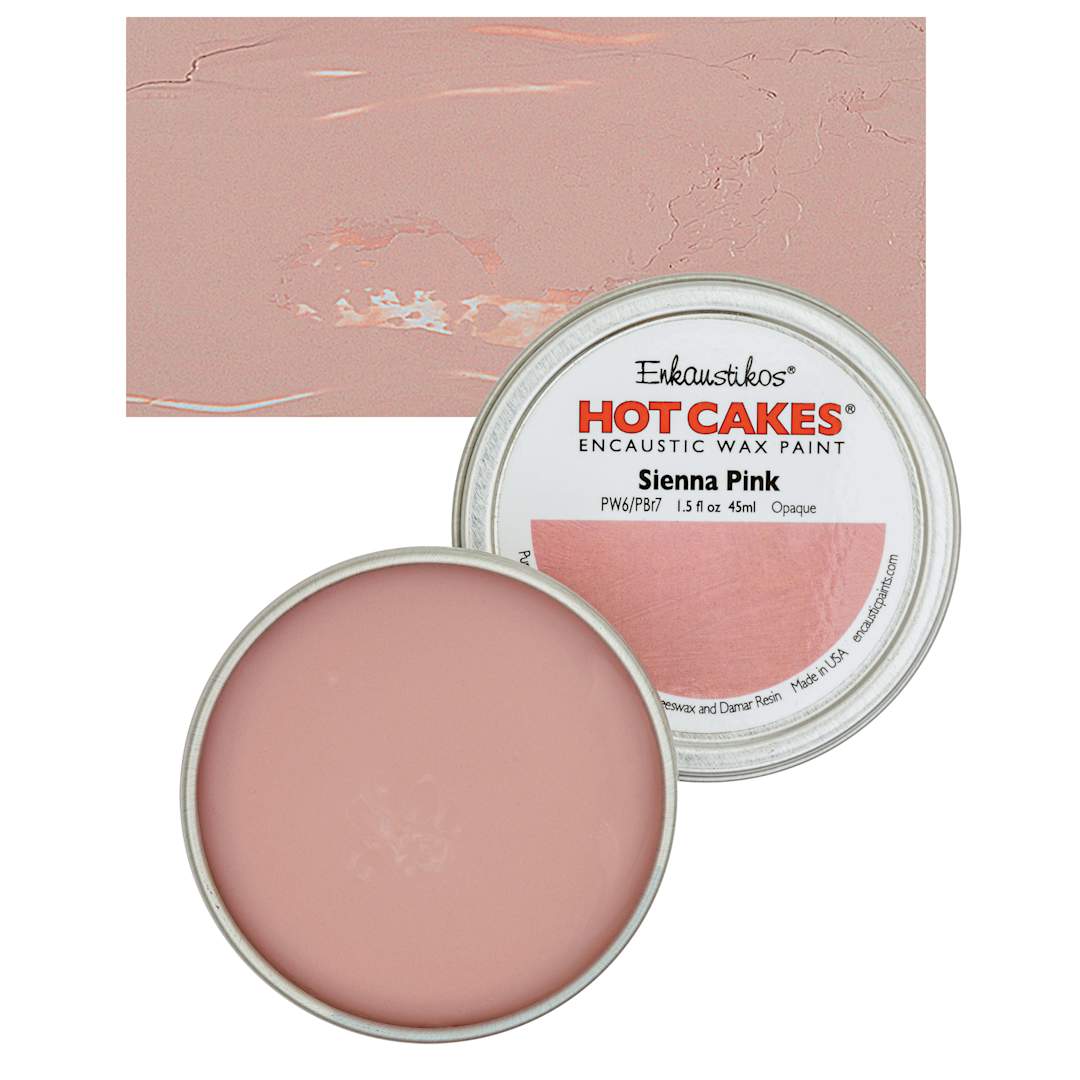 Open in modal - Enkaustikos Hot Cakes Encaustic Wax Paint - Sienna Pink, 45 ml tin and swatch