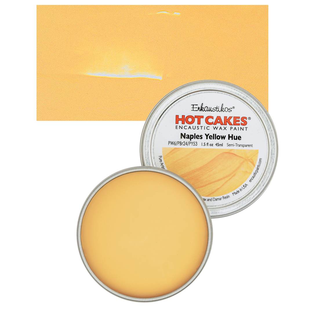 Open in modal - Enkaustikos Hot Cakes Encaustic Wax Paint - Naples Yellow Hue, 45 ml tin and swatch