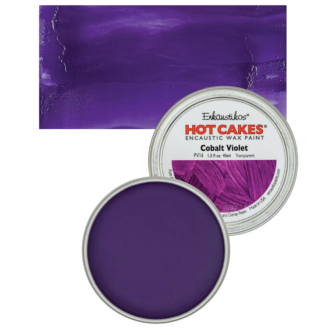 Open in modal - Enkaustikos Hot Cakes Encaustic Wax Paint - Cobalt Violet, 45 ml tin and swatch