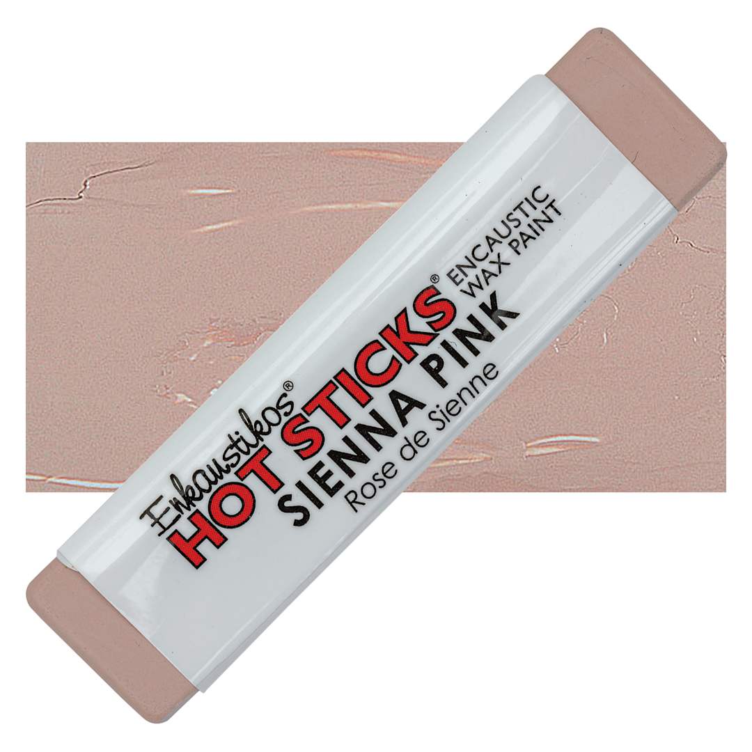 Open in modal - Enkaustikos Hot Sticks Encaustic Wax Paint - Sienna Pink, 13 ml stick and swatch