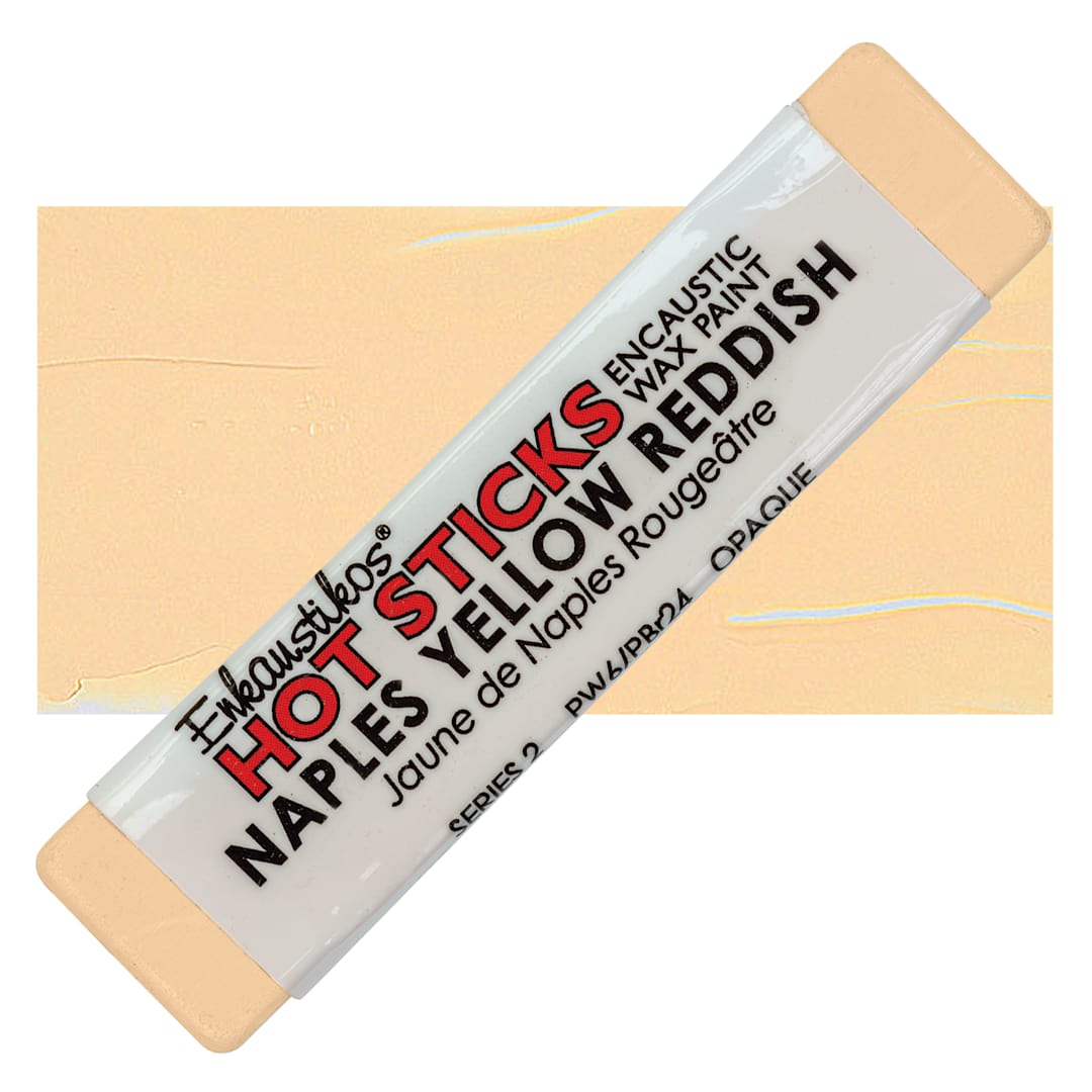 Open in modal - Enkaustikos Hot Sticks Encaustic Wax Paint - Naples Yellow Reddish, 13 ml stick and swatch