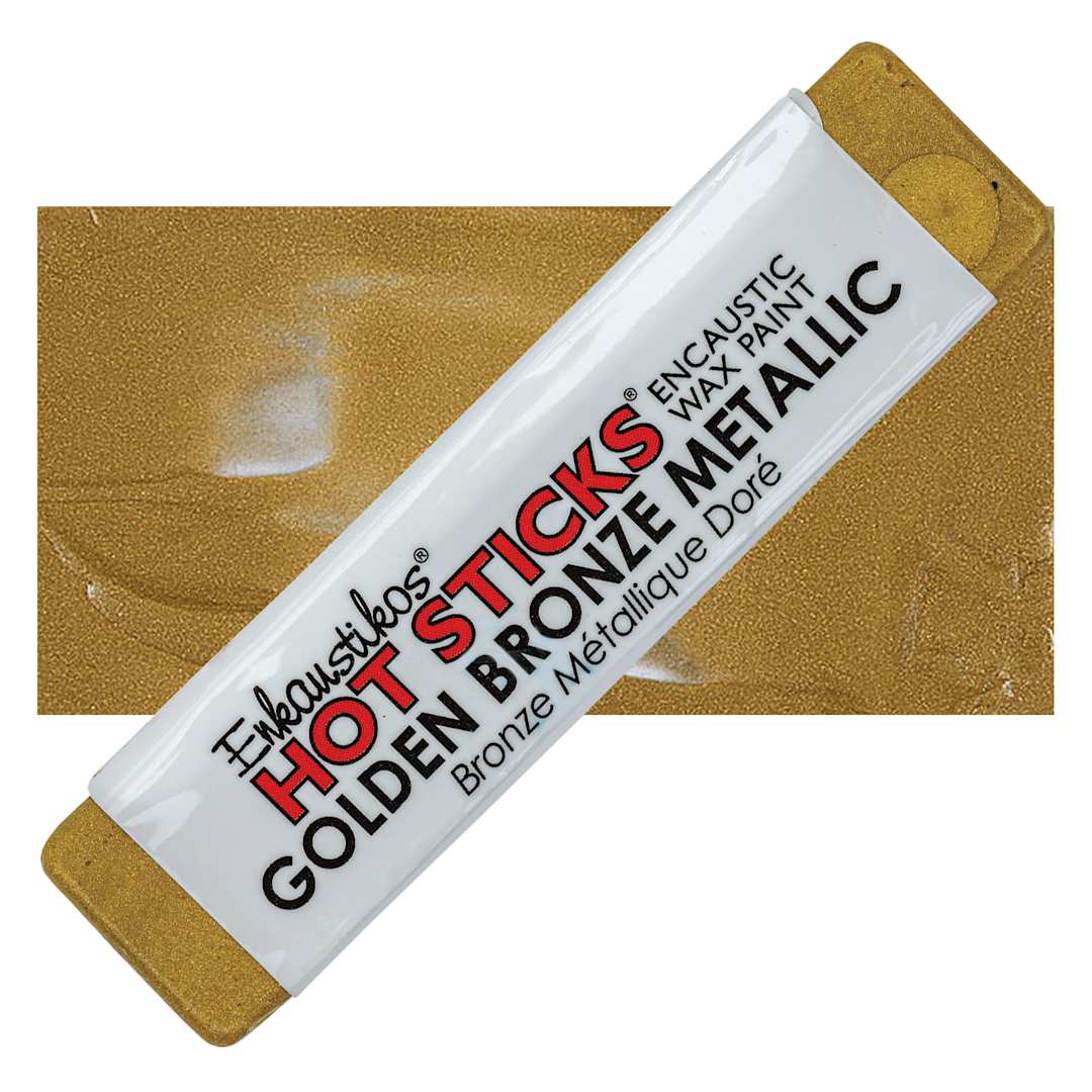 Open in modal - Enkaustikos Hot sticks Encaustic Wax Paint - Golden Bronze Metallic, 13 ml stick and swatch