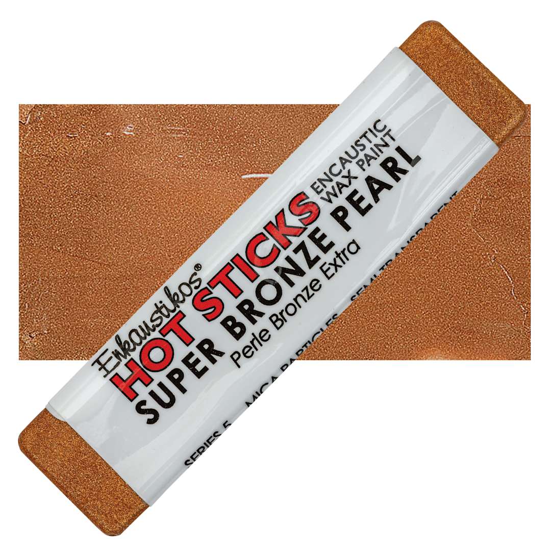 Open in modal - Enkaustikos Hot sticks Encaustic Wax Paint - Super Bronze Pearl, 13 ml stick and swatch