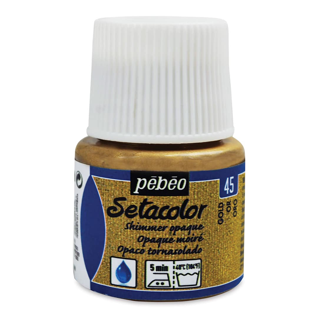 Open in modal - Pebeo Setacolor Fabric Paint - Gold, Shimmer Opaque, 45 ml bottle