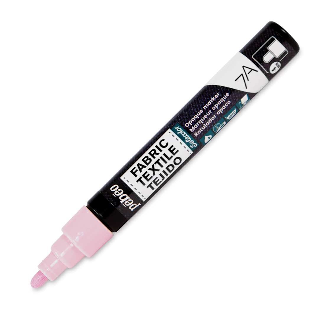Open in modal - Pebeo 7A Opaque Fabric Marker - Pastel Pink, 4 mm (Cap off)