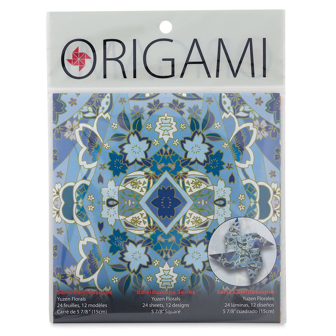 Open in modal - Yasutomo Kaleidoscope Series Origami Paper - Front of Yuzen Floral package shown