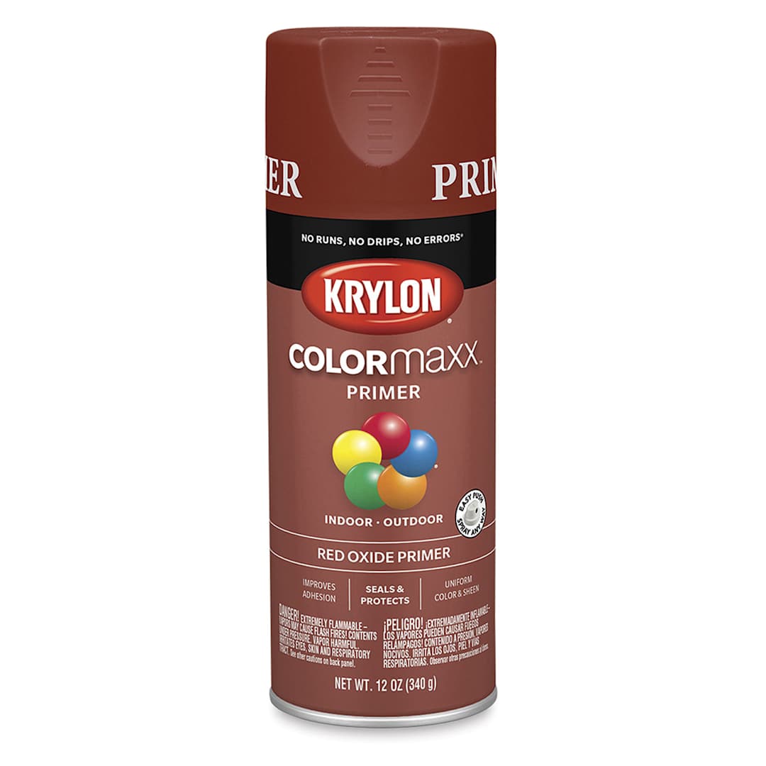 Open in modal - Krylon Colormaxx Primer - Front of can of Red Oxide Primer
