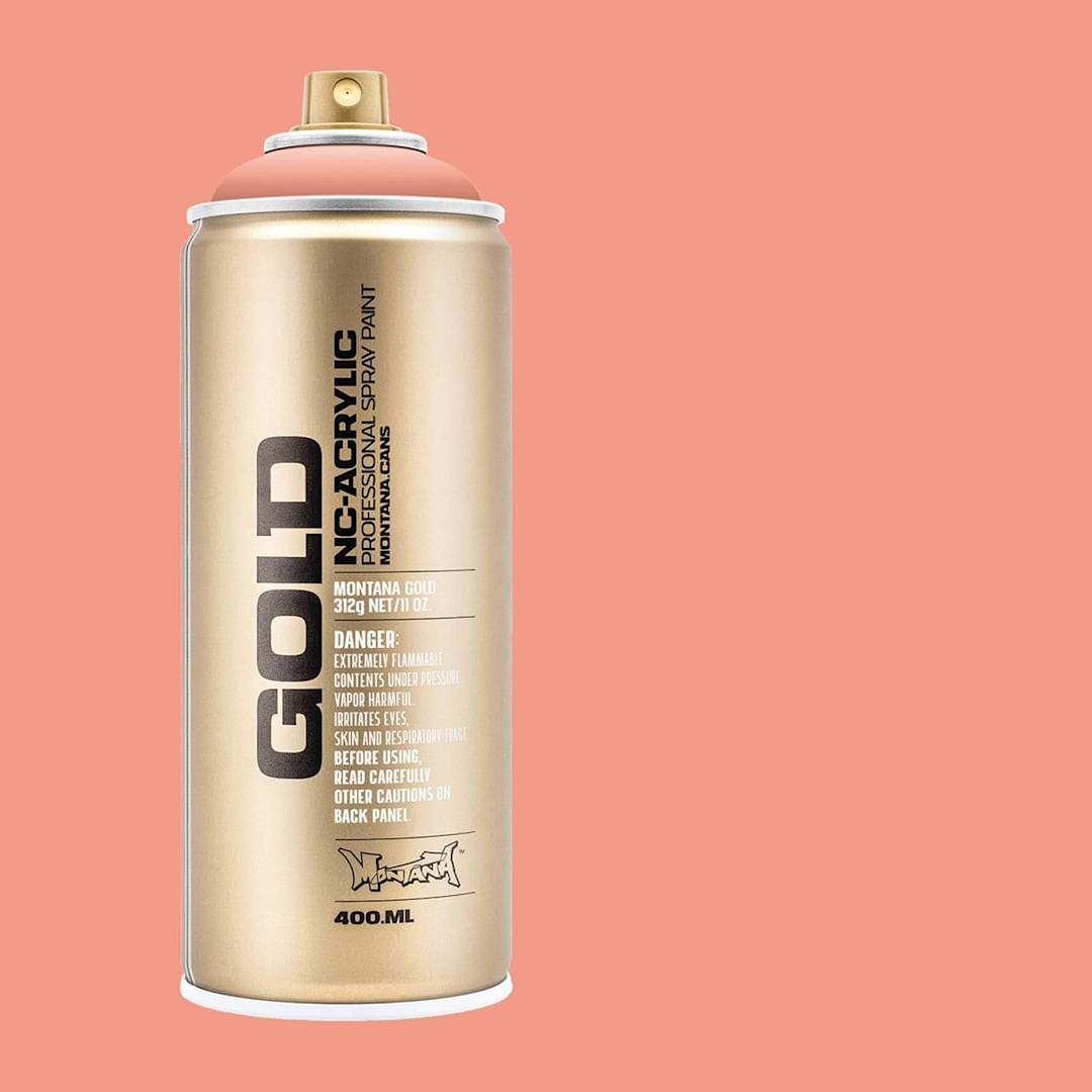 Open in modal - Montana Gold Acrylic Professional Spray Paint - Shrimp, 400 ml (Spray can with color swatch)