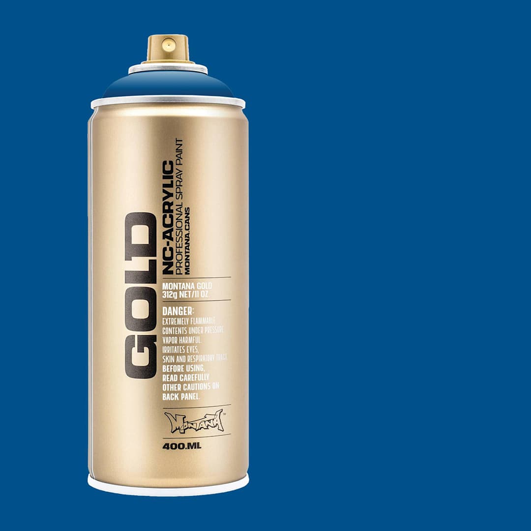 Open in modal - Montana Gold Acrylic Professional Spray Paint - Signal Blue, 400 ml (Spray can with color swatch)