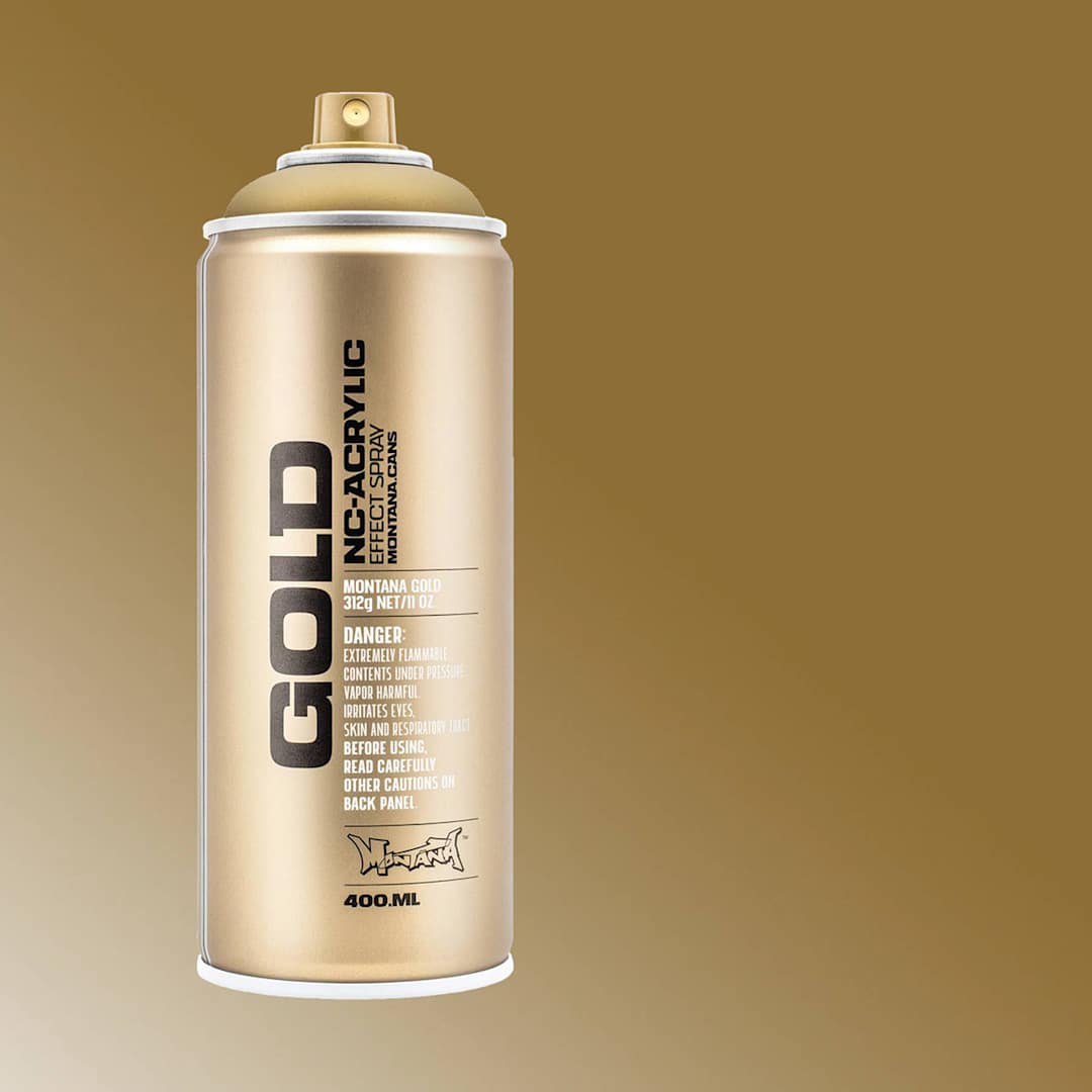 Open in modal - Montana Gold Acrylic Metallic Tones Spray Paint - Gold Matt (Metallic), 400 ml, can with color swatch