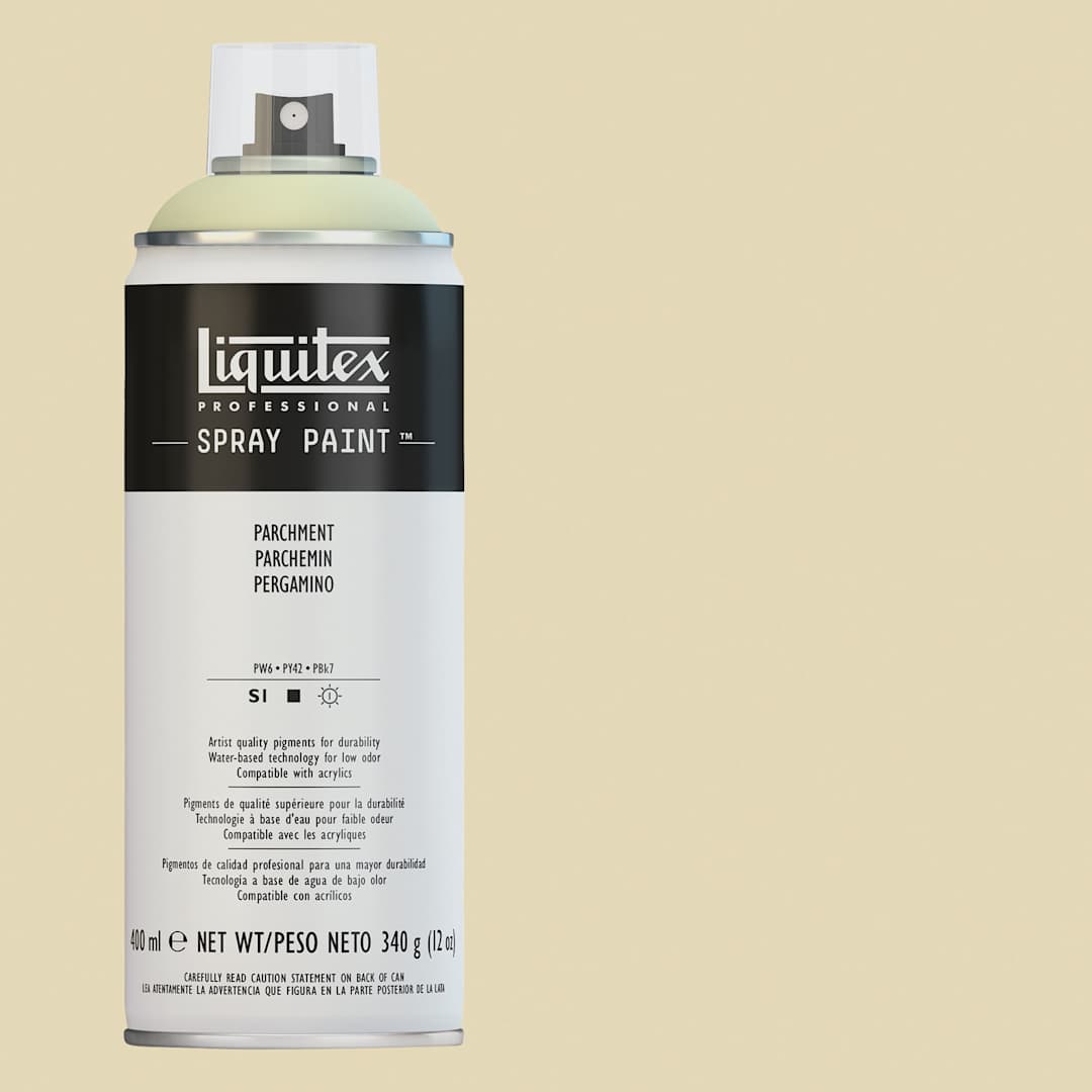 Open in modal - Liquitex Professional Spray Paint - Parchment, 400 ml can and swatch