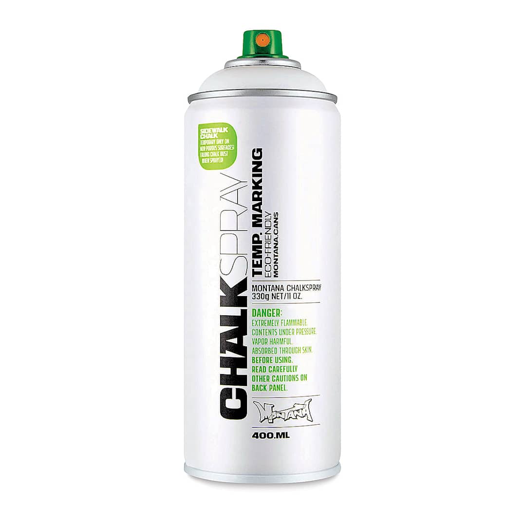 Open in modal - Montana Chalk Spray Paint - Front view of uncapped white spray can