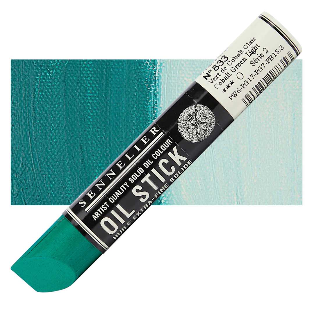 Open in modal - Sennelier Artists' Oil Stick - Cobalt Green Light 38 ml stick and swatch
