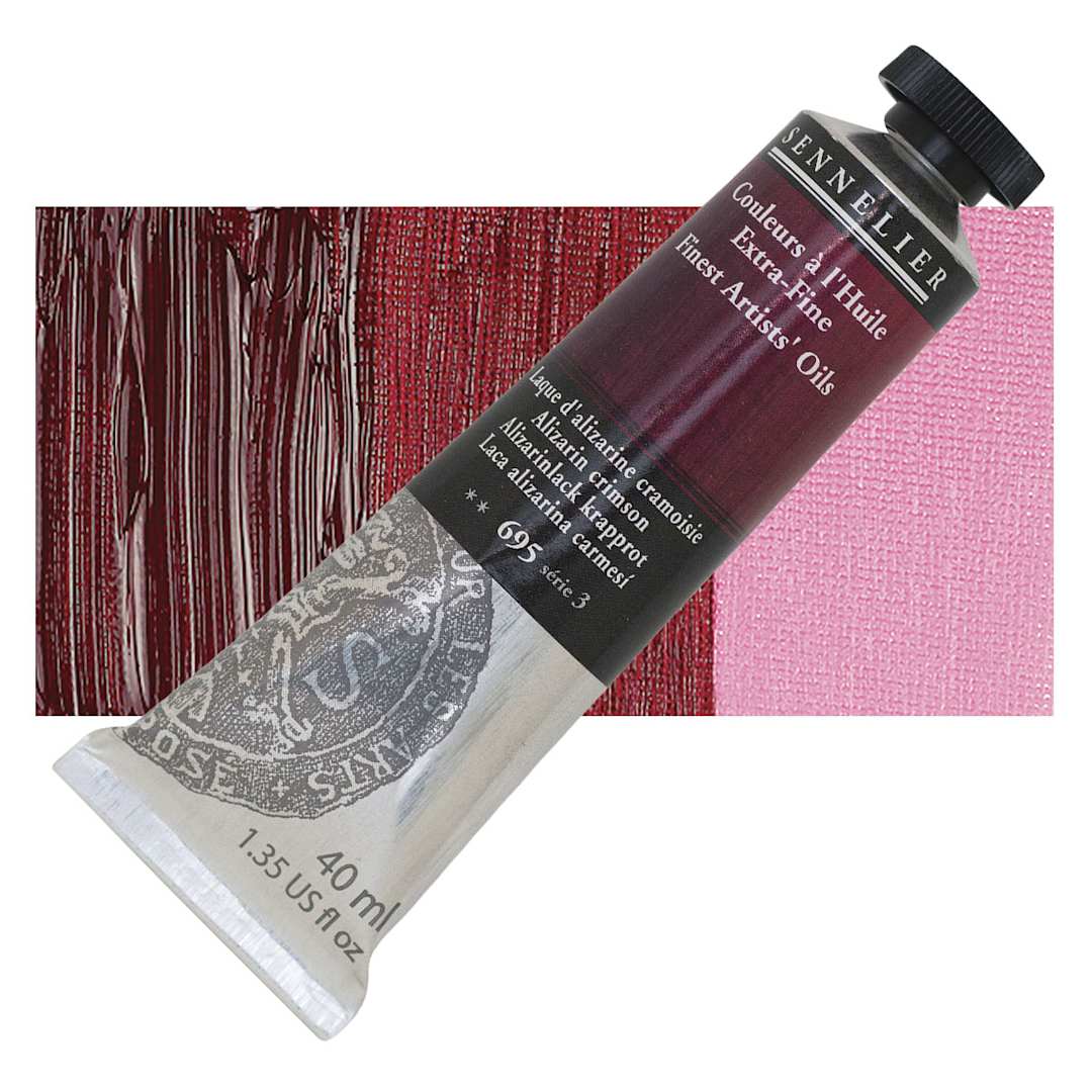 Open in modal - Sennelier Artists' Extra Fine Oil Paint - Alizarin Crimson, 40 ml tube and swatch