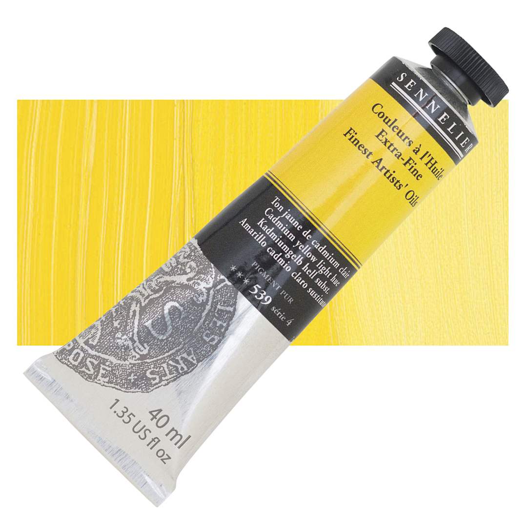 Open in modal - Sennelier Artists' Extra Fine Oil Paint - Cadmium Yellow Light Hue, 40 ml tube and swatch
