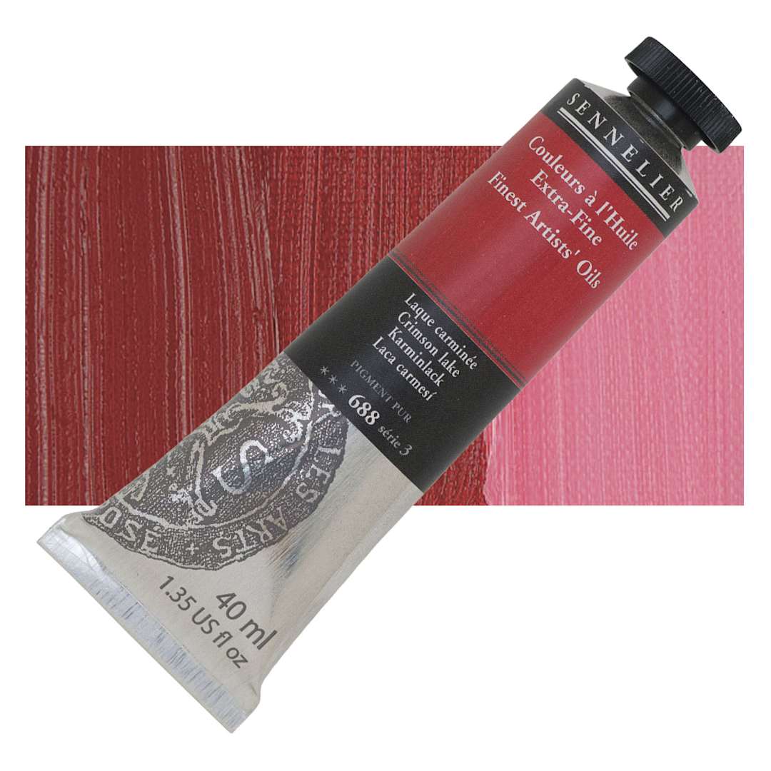Open in modal - Sennelier Artists' Extra Fine Oil Paint - Crimson Lake, 40 ml tube and swatch