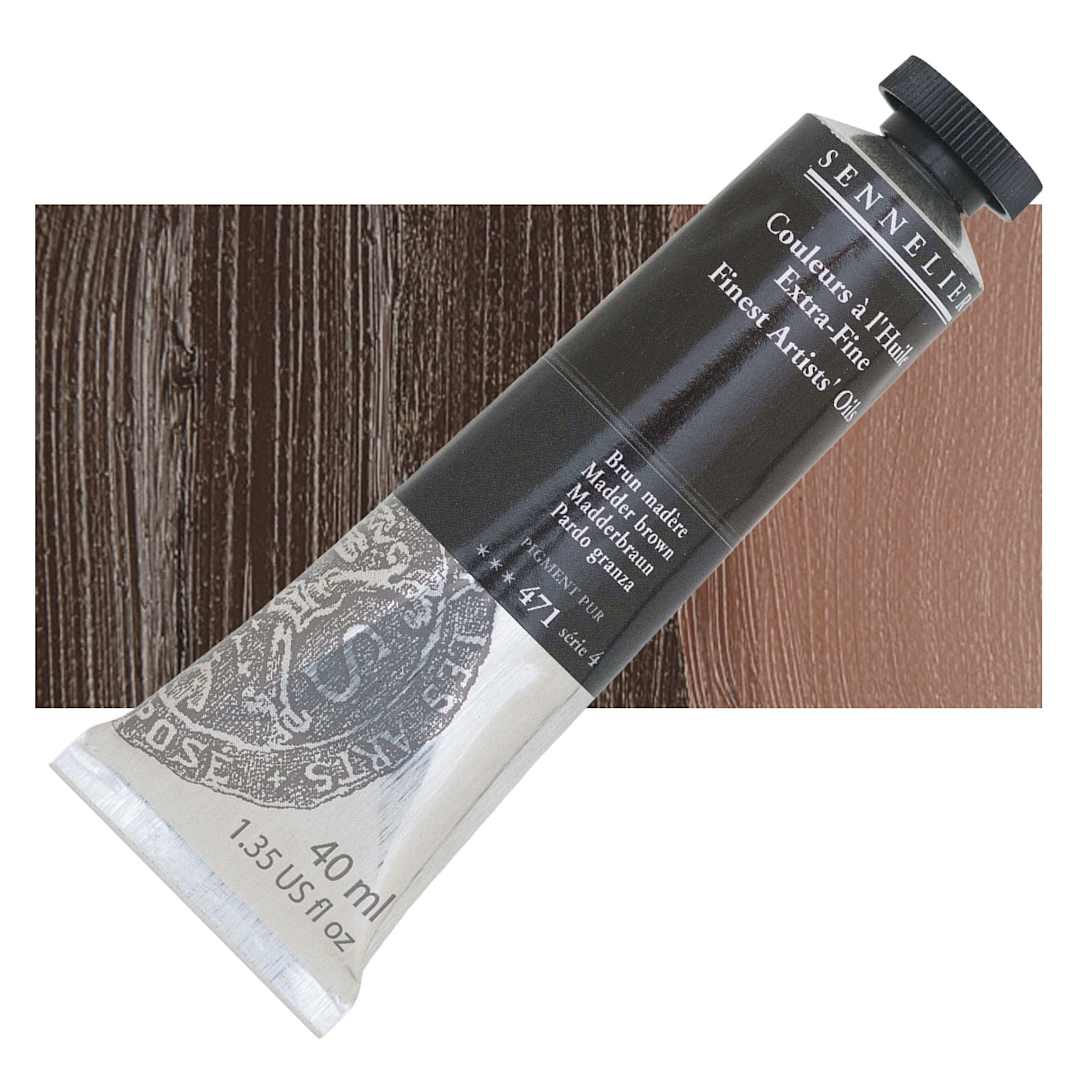 Open in modal - Sennelier Artists' Extra Fine Oil Paint - Madder Brown, 40 ml tube and swatch