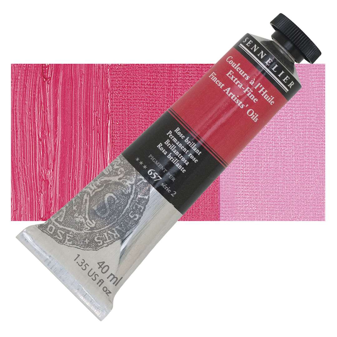 Open in modal - Sennelier Artists' Extra Fine Oil Paint - Permanent Rose, 40 ml tube and swatch