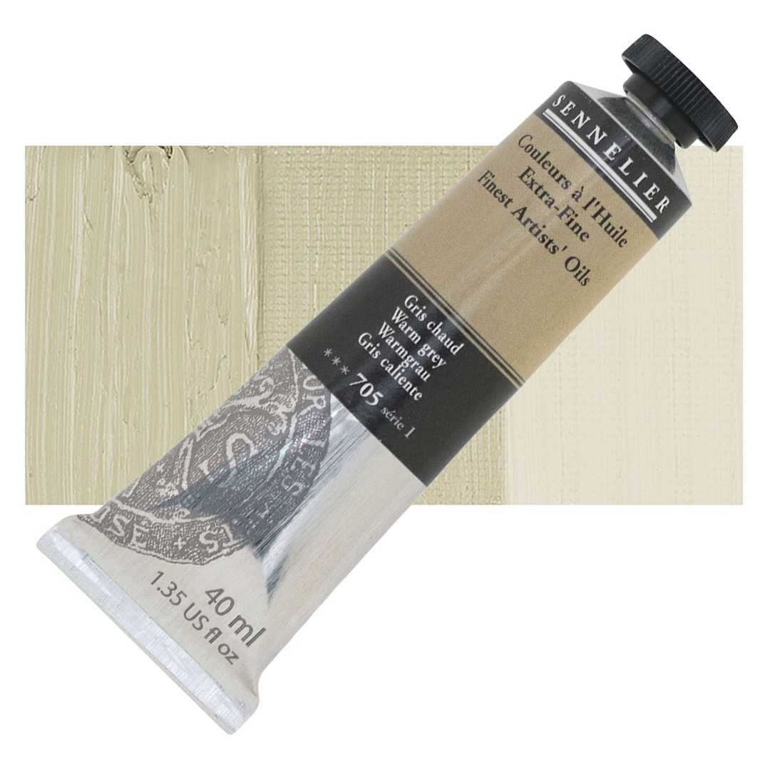 Open in modal - Sennelier Artists' Extra Fine Oil Paint - Warm Gray, 40 ml tube and swatch