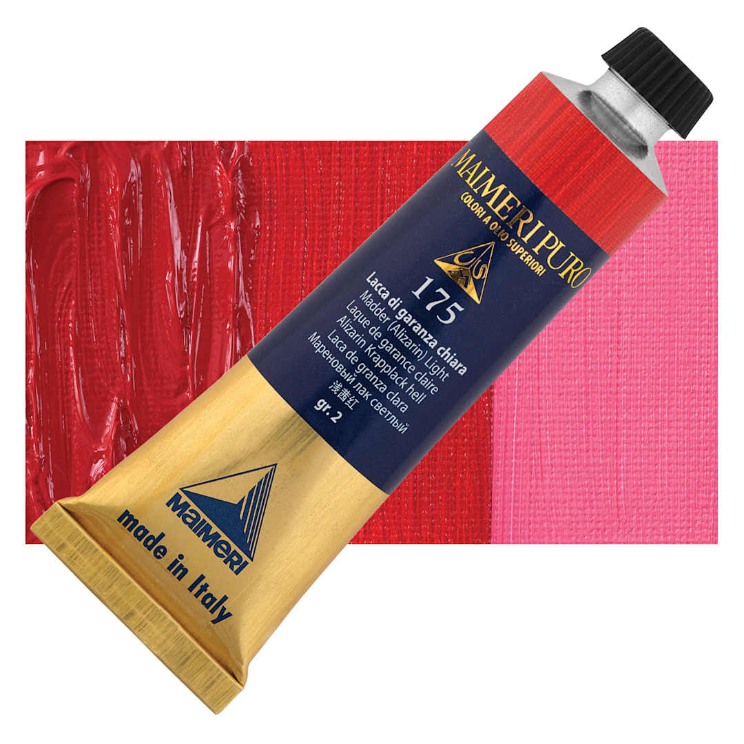 Open in modal - Maimeri Puro Oil Color - Madder Alizarin Light, 40 ml Tube and swatch