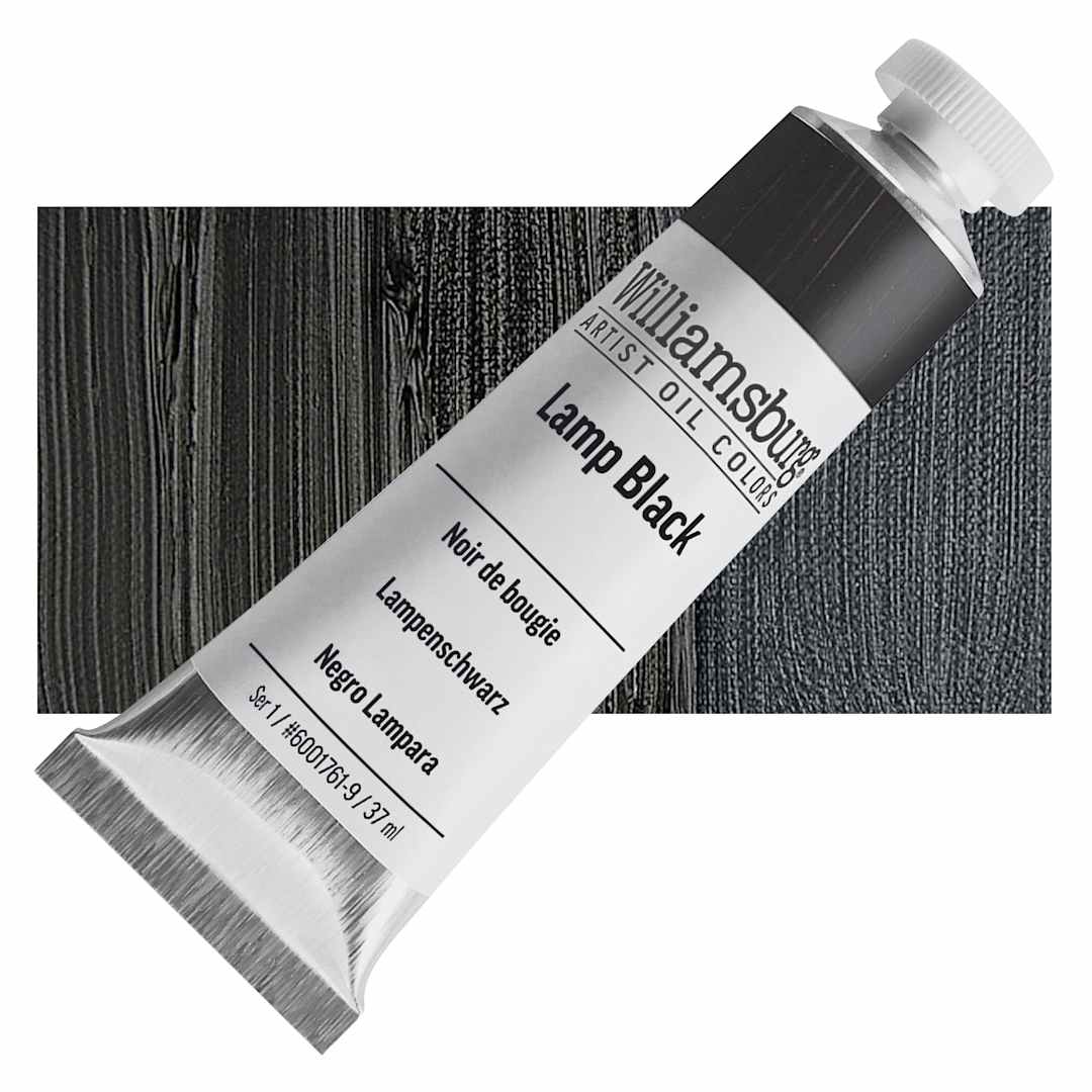 Open in modal - Williamsburg Handmade Oil Paint - Lamp Black, 37 ml tube and swatch
