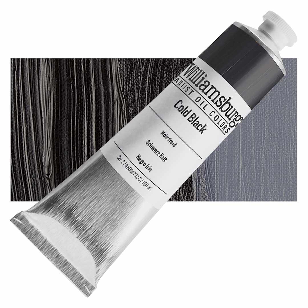 Open in modal - Williamsburg Handmade Oil Paint - Cold Black, 150 ml tube and swatch