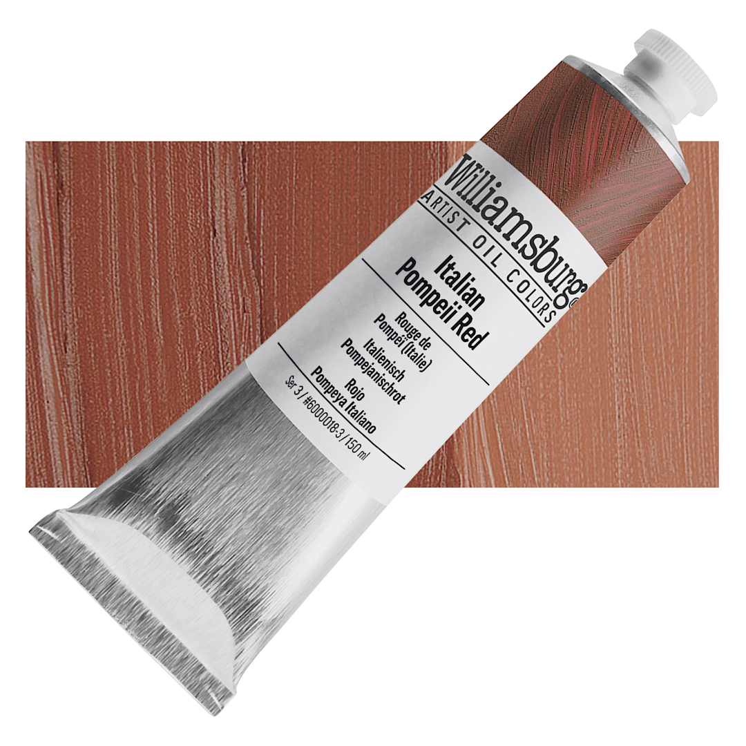 Open in modal - Williamsburg Handmade Oil Paint - Italian Pompeii Red, 150 ml tube and swatch