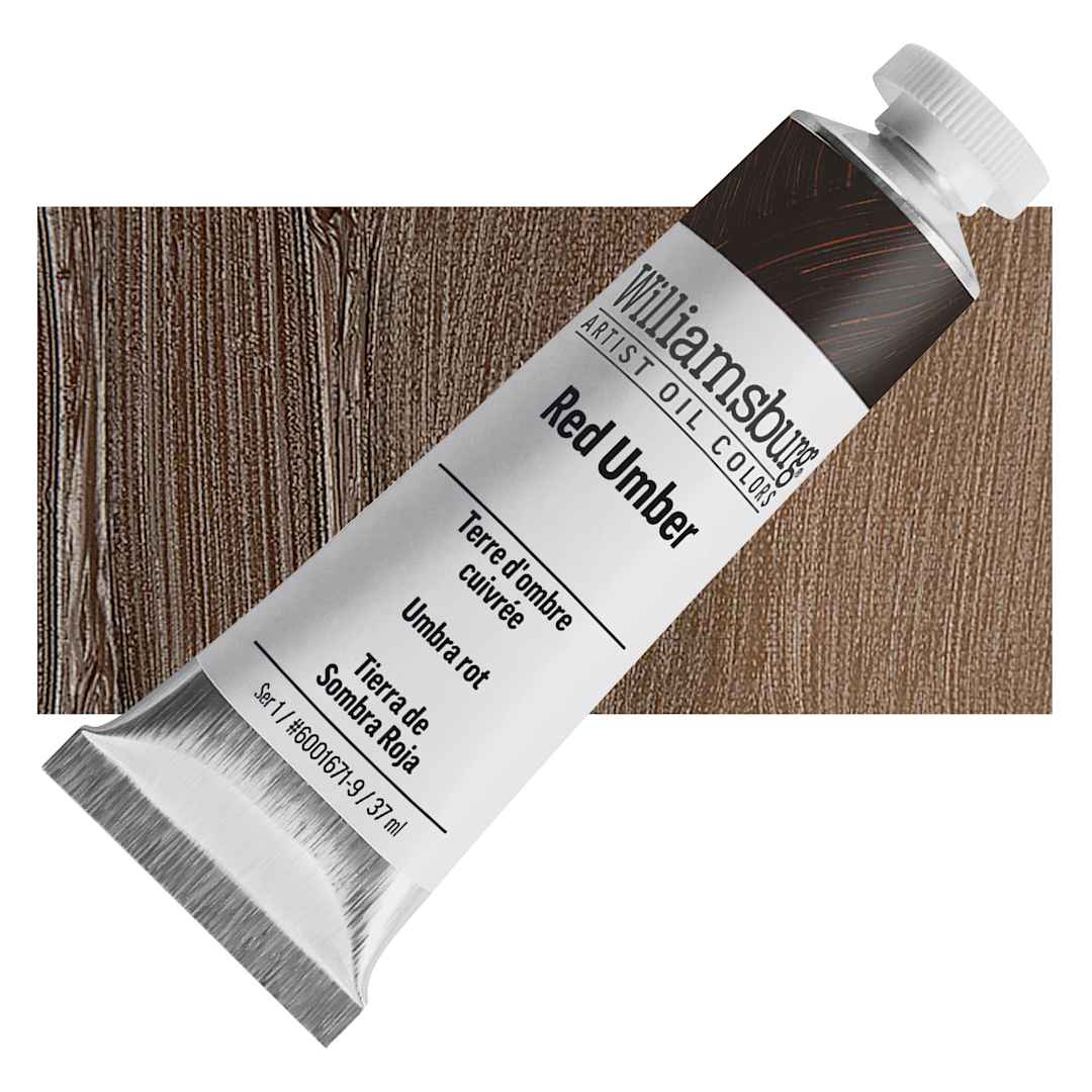 Open in modal - Williamsburg Handmade Oil Paint - Red Umber, 37 ml tube and swatch