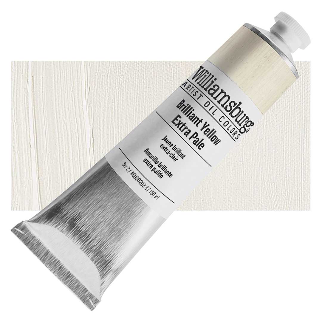 Open in modal - Williamsburg Handmade Oil Paint - Brilliant Yellow Extra Pale, 150 ml tube and swatch