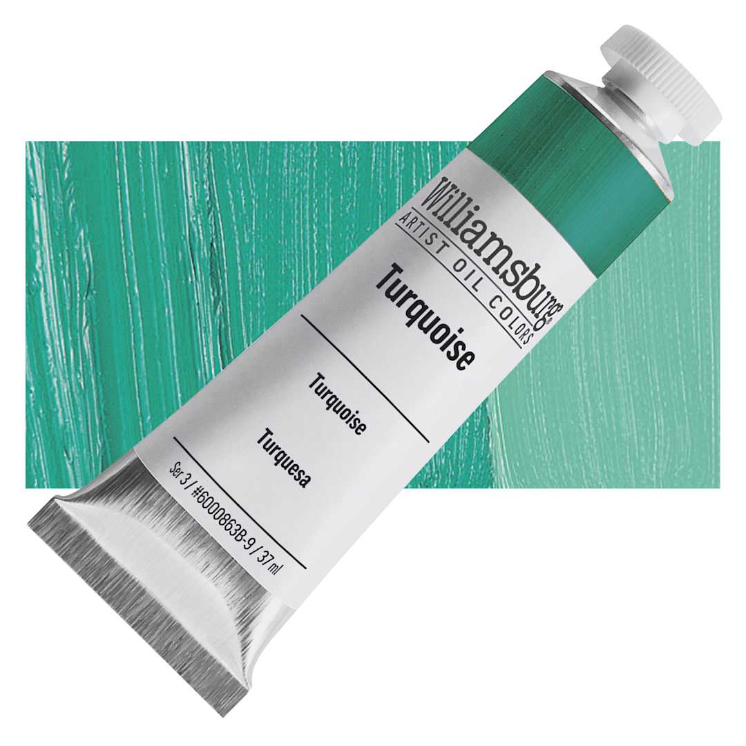 Open in modal - Williamsburg Handmade Oil Paint - Turquoise, 37 ml tube and swatch