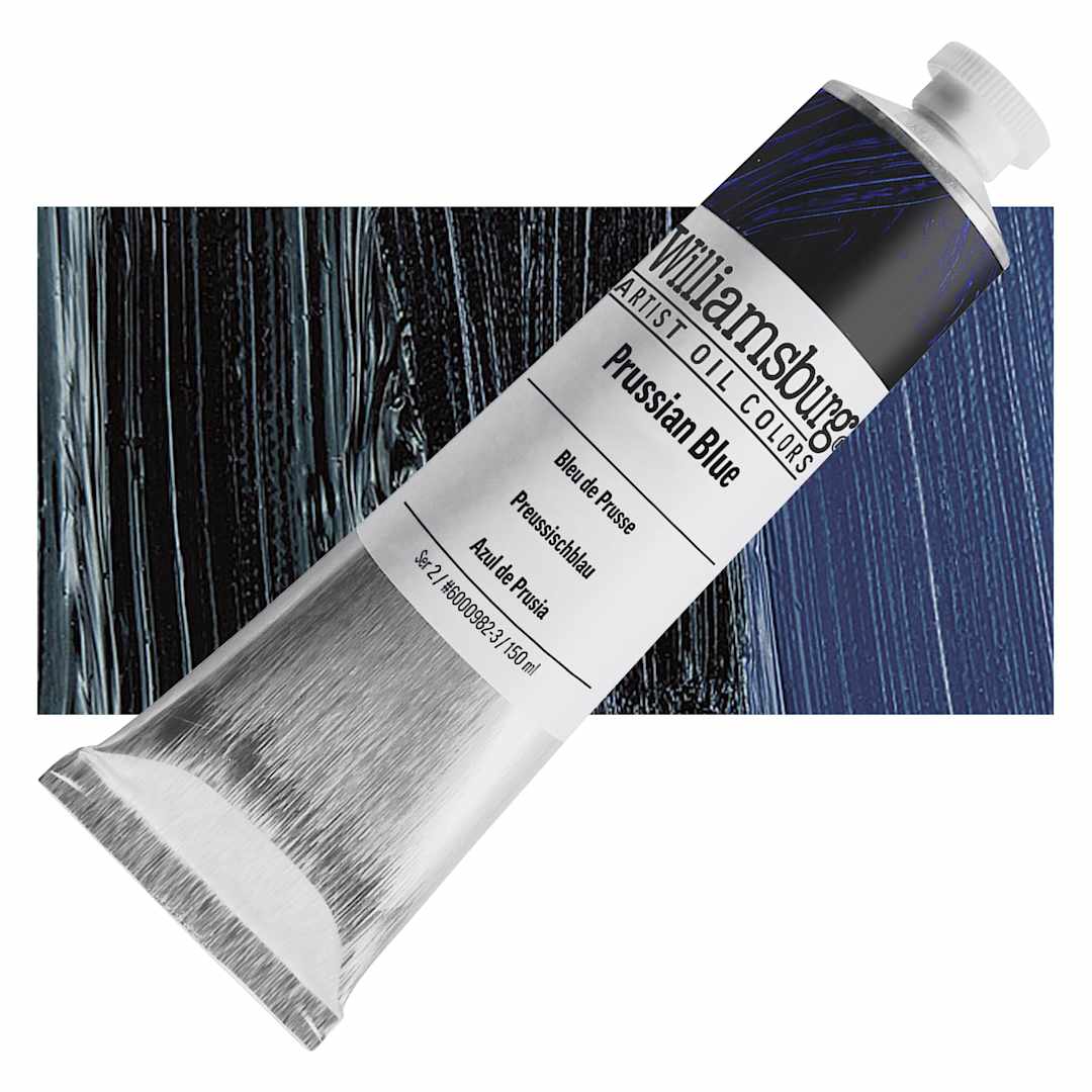 Open in modal - Williamsburg Handmade Oil Paint - Prussian Blue, 150 ml tube and swatch
